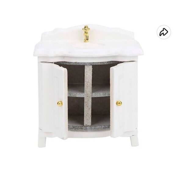 Dollhouse White Bathroom Vanity 1:12 Scale New - Picture 1 of 11